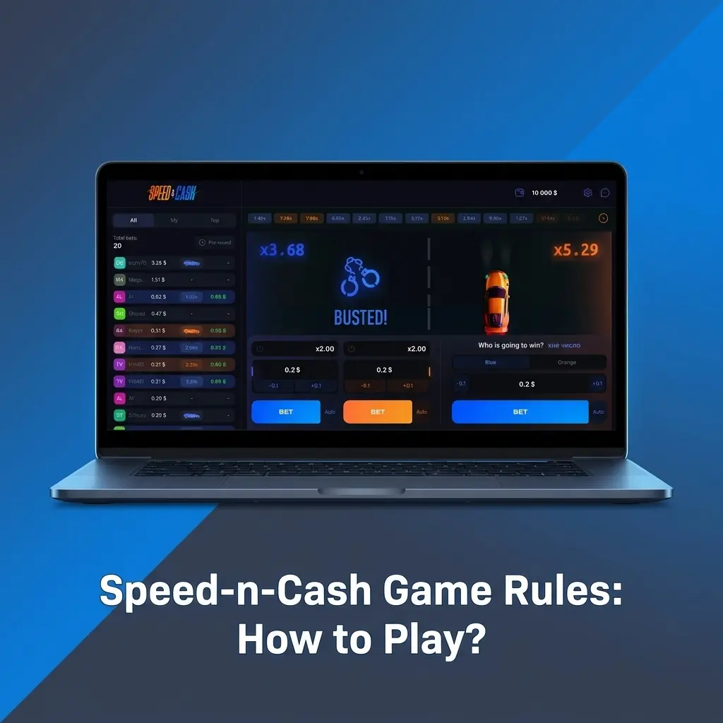 Speed-n-Cash multiplier game interface showing rising multiplier, bet placement, and cash out button before crash