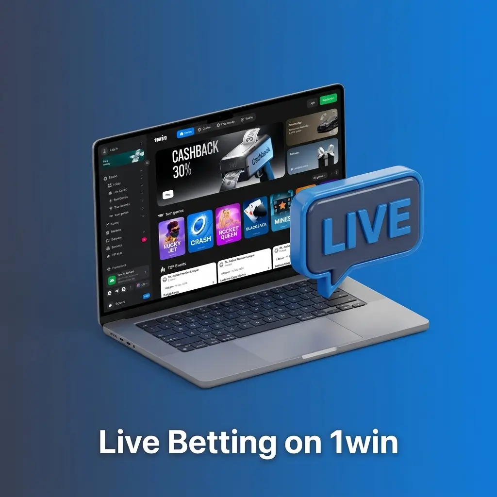 1win live betting interface showing real-time odds updates, cash-out feature, and in-play streaming across cricket, football and more